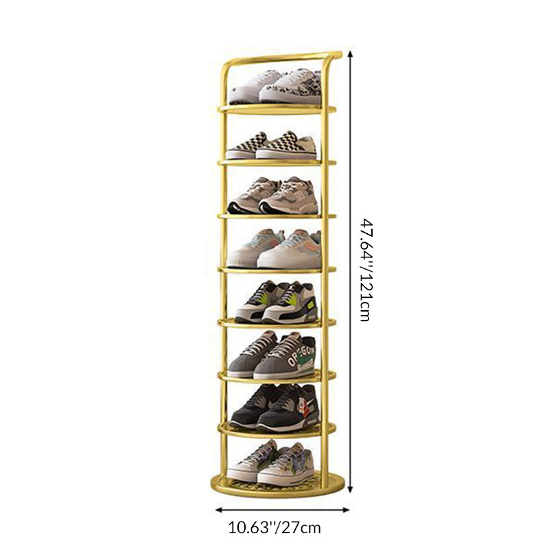 Iron shoe rack in black finish, close-up of steel shelf | Casa Norex