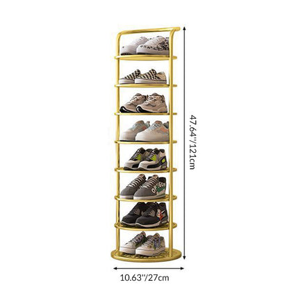 Iron shoe rack in black finish, close-up of steel shelf | Casa Norex