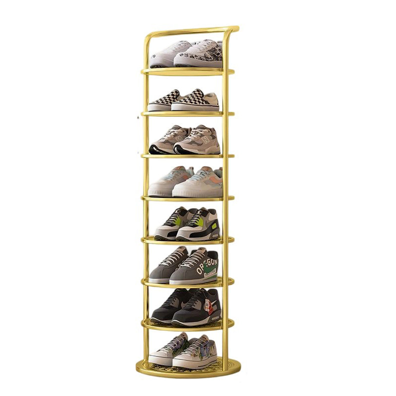 Round iron shoe rack scale reference next to entryway bench | Casa Norex