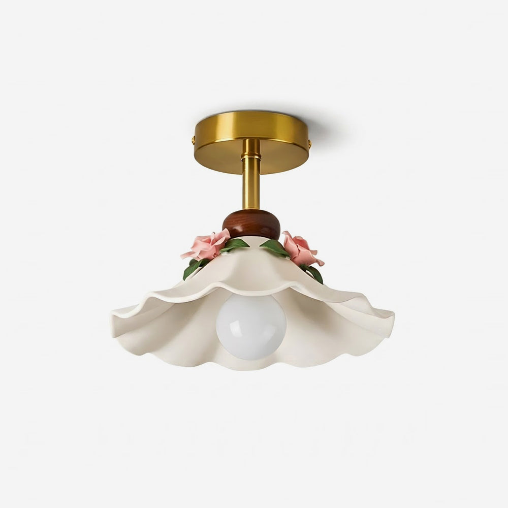 Bellarose flush mount in bedroom - romantic floral glow - Casa Norex