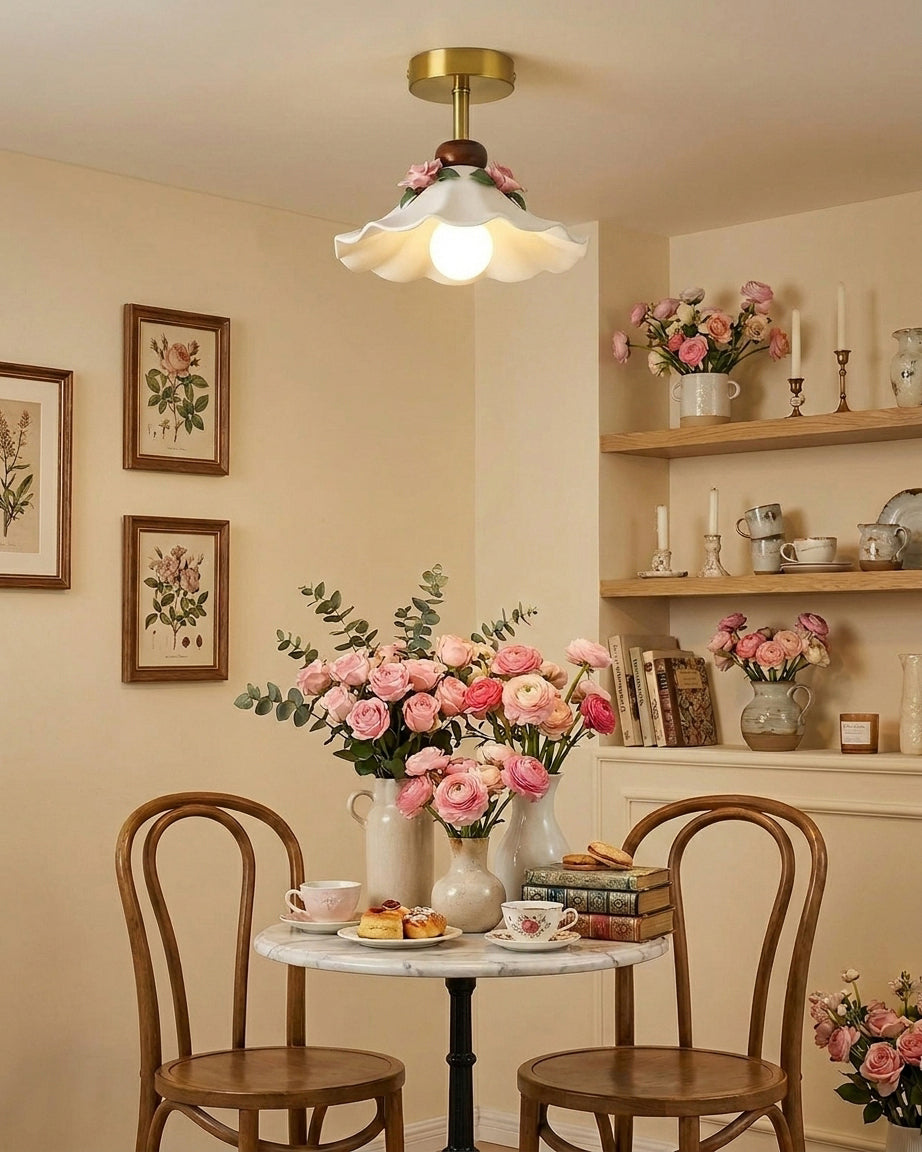 Bellarose ceramic ceiling light installed - nursery or bedroom - Casa Norex