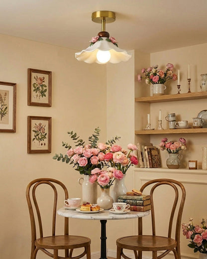 Bellarose ceramic ceiling light installed - nursery or bedroom - Casa Norex