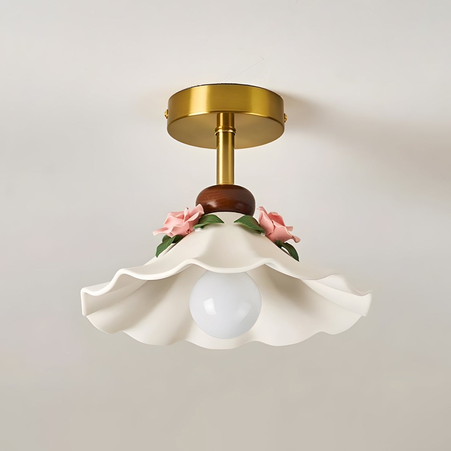 Bellarose ceramic flush mount hand-applied porcelain roses | Casa Norex