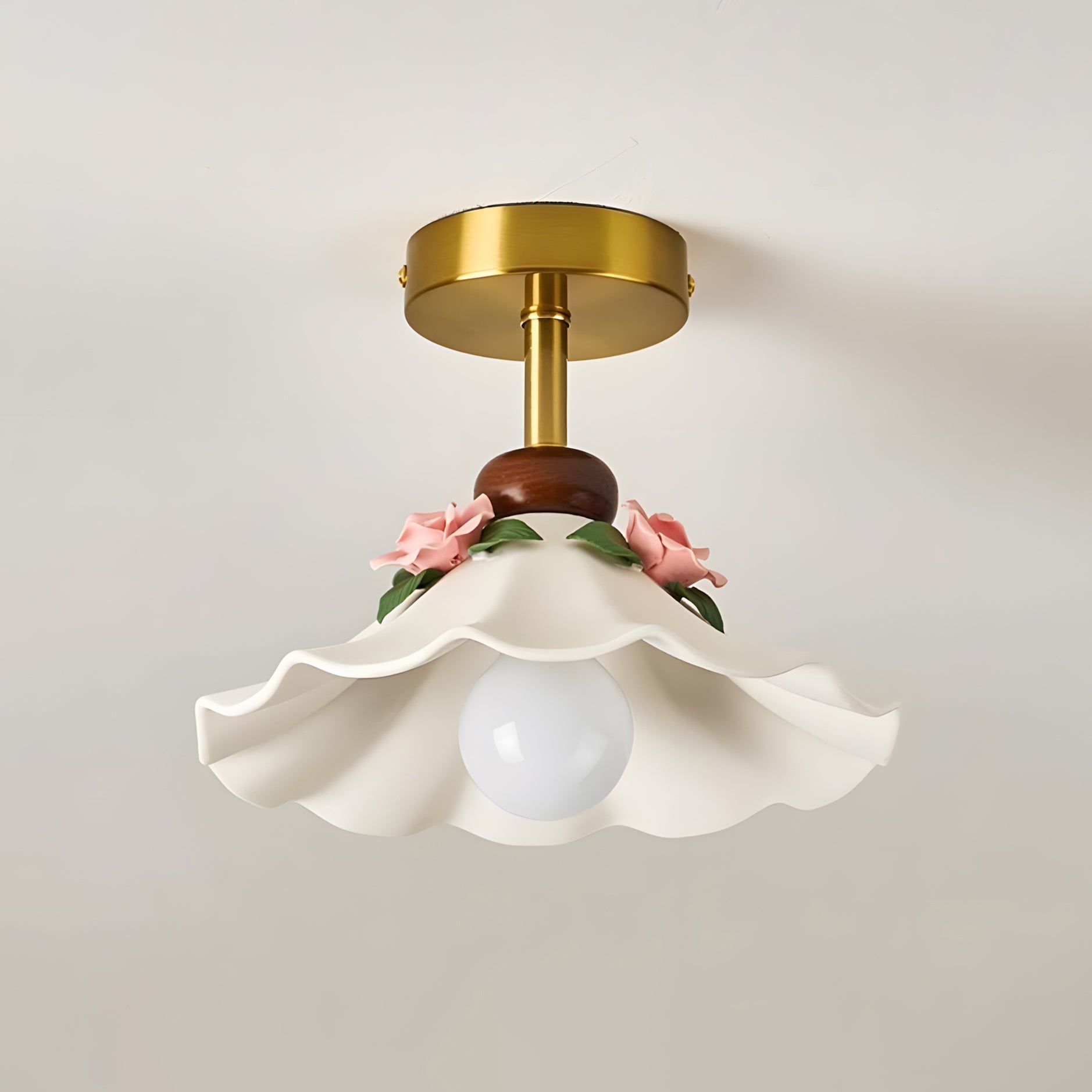 Bellarose ceramic flush mount hand-applied porcelain roses | Casa Norex