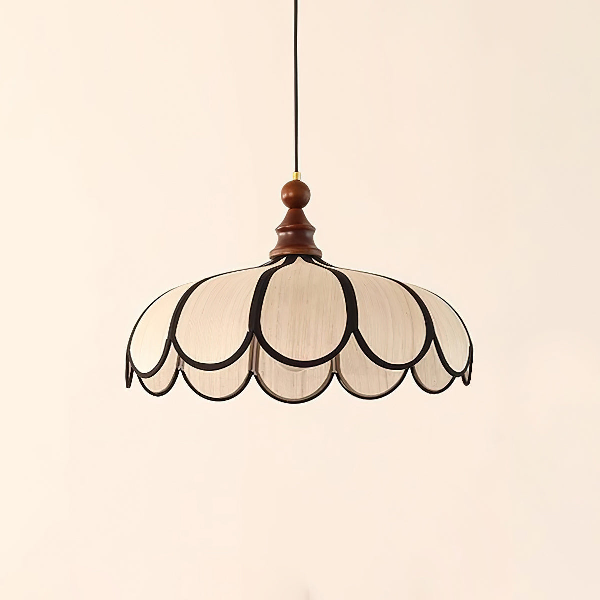 Hand-woven Abaca pendant lamp with wood accents | Casa Norex