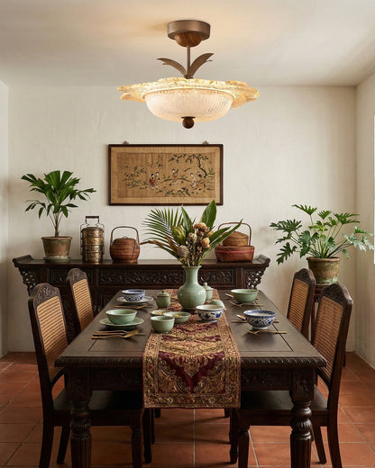 Frosted resin shade detail - Bellmora petal ceiling lamp by Casa Norex
