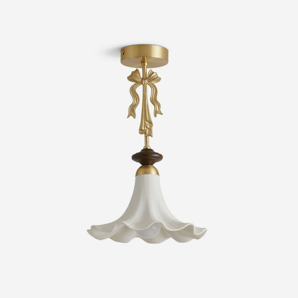 Bellora flush mount in bedroom - pleated ceramic petal glow - Casa Norex