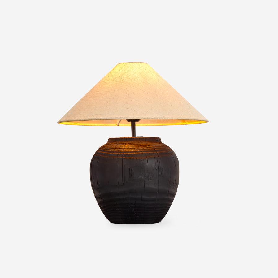 Karen table lamp in living room - sculptural black base - Casa Norex