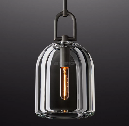 Close-up of hand-polished K9 crystal on cloche pendant | Casa Norex