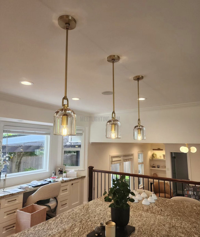 Cloche pendant in Satin Nickel finish — angle view | Casa Norex