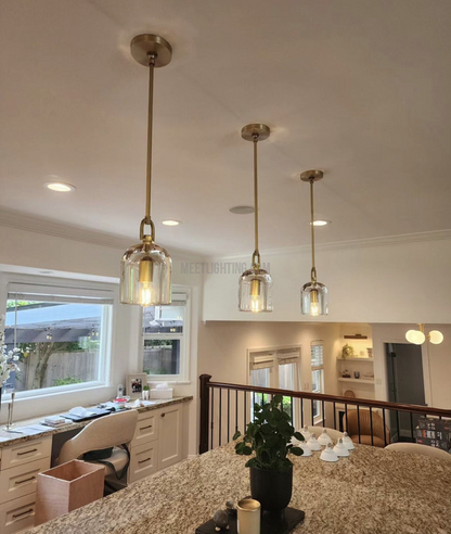 Cloche pendant in Satin Nickel finish — angle view | Casa Norex