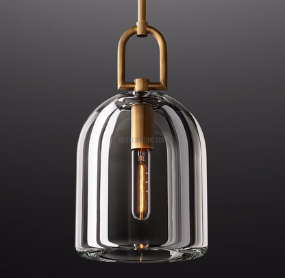 K9 crystal cloche pendant — hand-carved glass, brass frame | Casa Norex