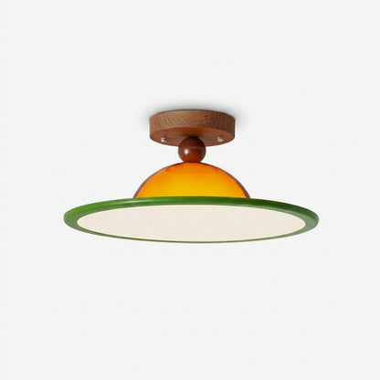 Walnut sphere canopy detail - Brimora disc flush mount by Casa Norex