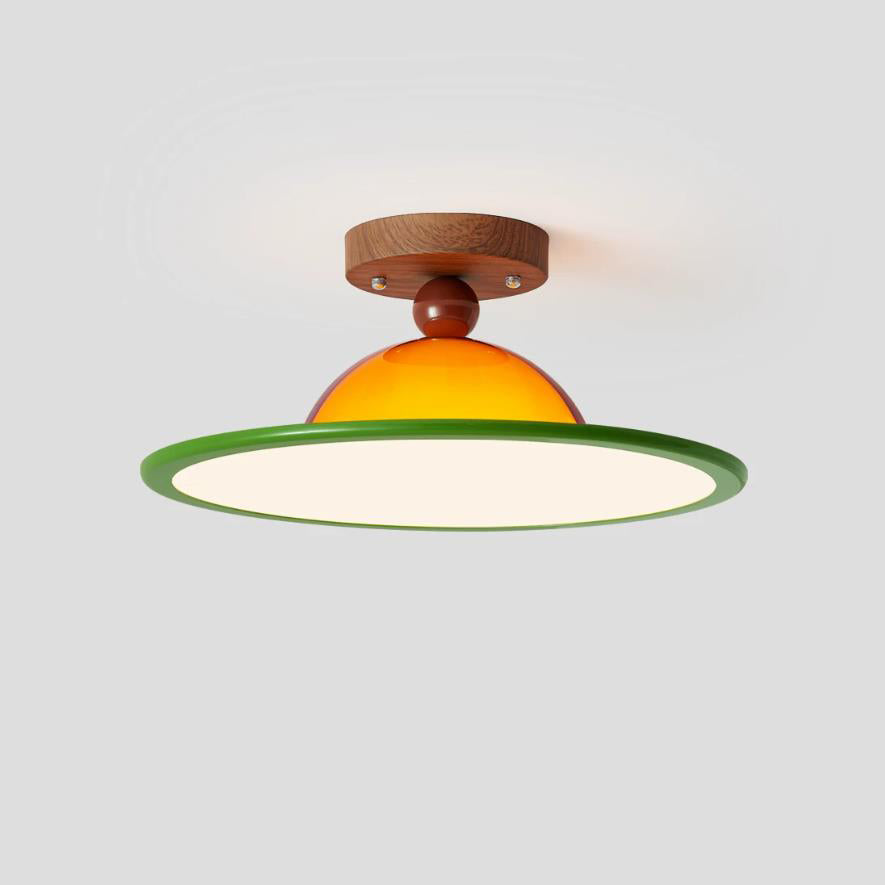 Brimora mid-century acrylic disc flush mount walnut | Casa Norex