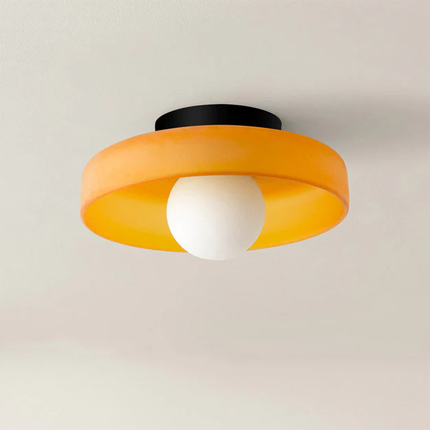 Round flush mount kitchen ceiling light — glass dome shade low-profile design | Casa Norex