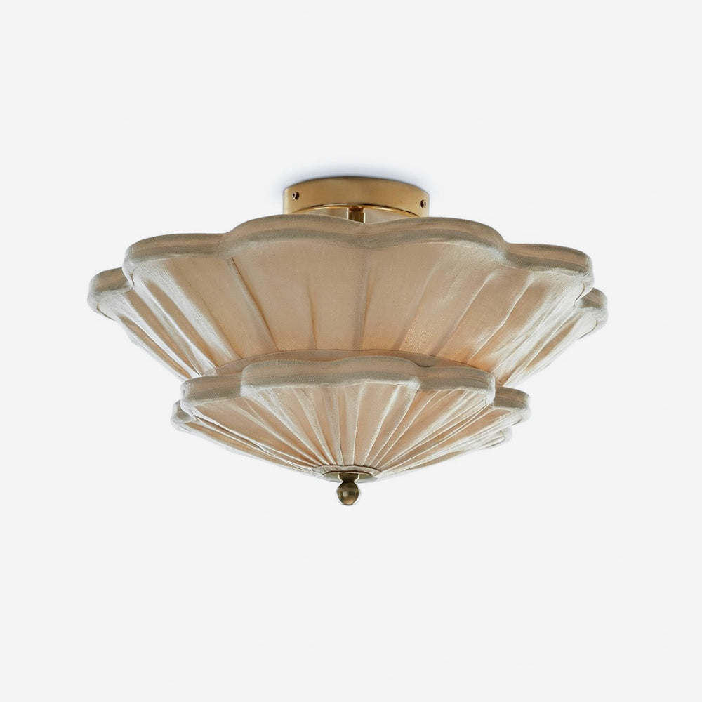 Two-tier scalloped hem detail - Calyra linen flush mount by Casa Norex