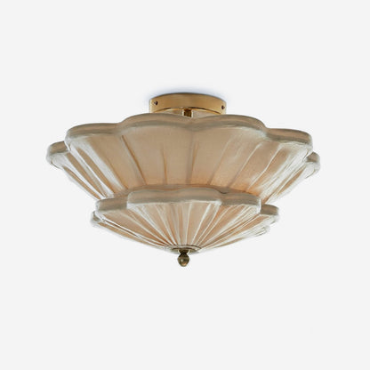 Two-tier scalloped hem detail - Calyra linen flush mount by Casa Norex