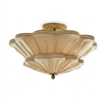 Calyra flush mount in bedroom - romantic pleated linen glow - Casa Norex