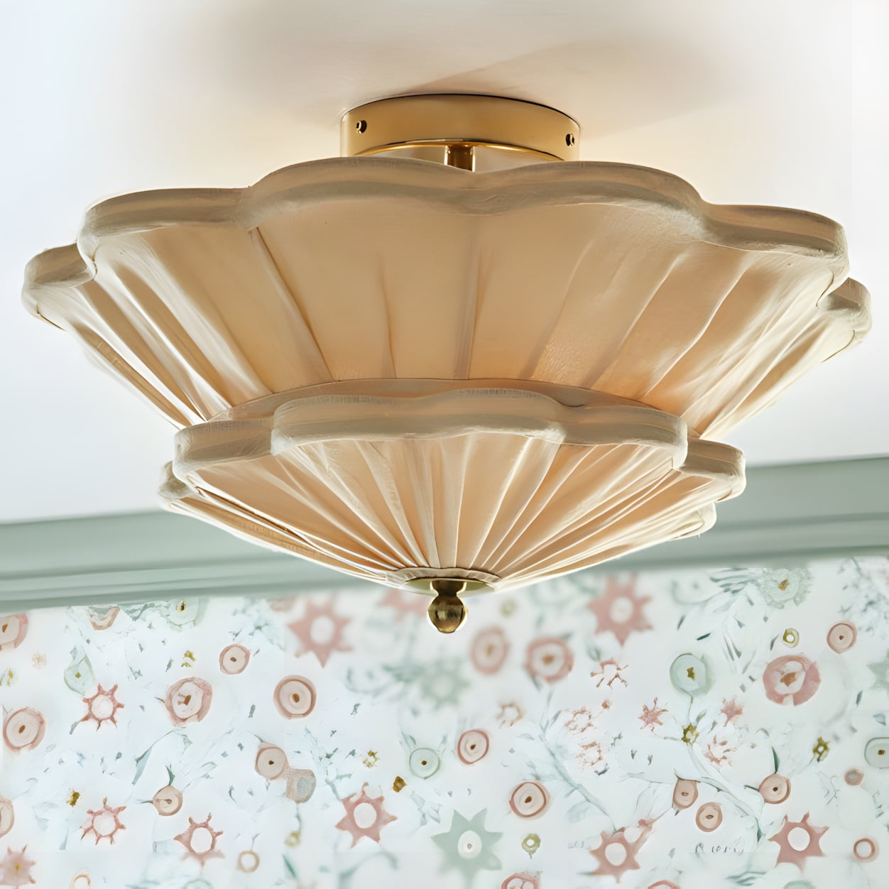 Calyra gold canopy & ball finial close-up - Casa Norex
