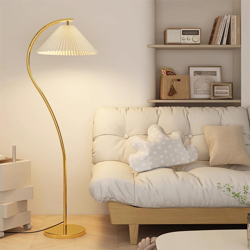 Handmade pleated shade detail - Caprani Tove floor lamp by Casa Norex