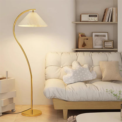 Handmade pleated shade detail - Caprani Tove floor lamp by Casa Norex