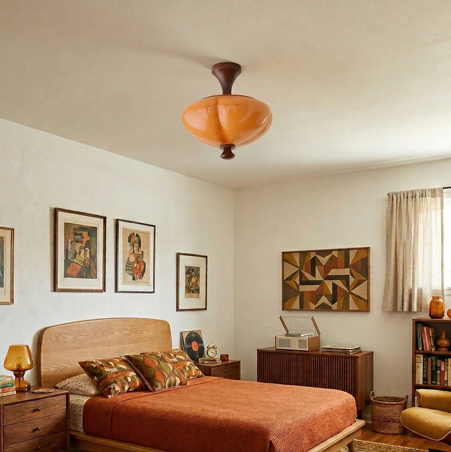 Carmelo mid-century lamp installed dining room - Casa Norex