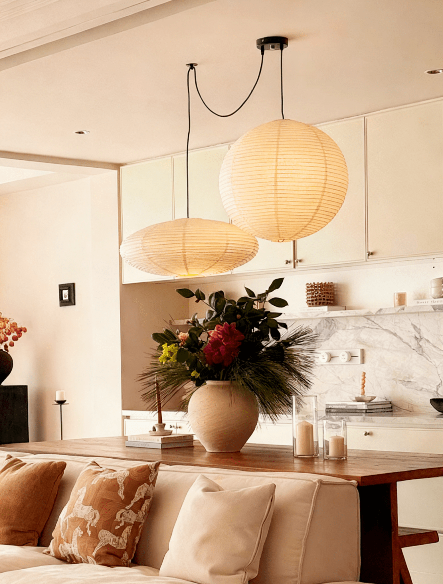 Washi paper pendant lamp size reference — Casa Norex
