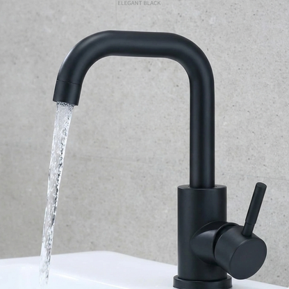 Steelcrest Bathroom Basin Faucet spout close-up — Black finish — Casa Norex