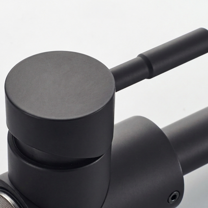 Steelcrest Bathroom Basin Faucet installed — Brushed Nickel finish angle view | Casa Norex