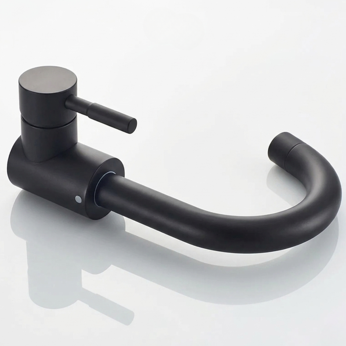 Steelcrest Bathroom Basin Faucet spout close-up — Black finish — Casa Norex