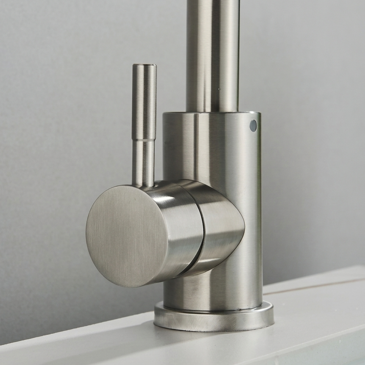 Steelcrest Bathroom Basin Faucet install angle — Brushed Nickel finish — Casa Norex
