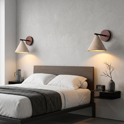 Stone aggregate shade close-up - Japandi sconce by Casa Norex