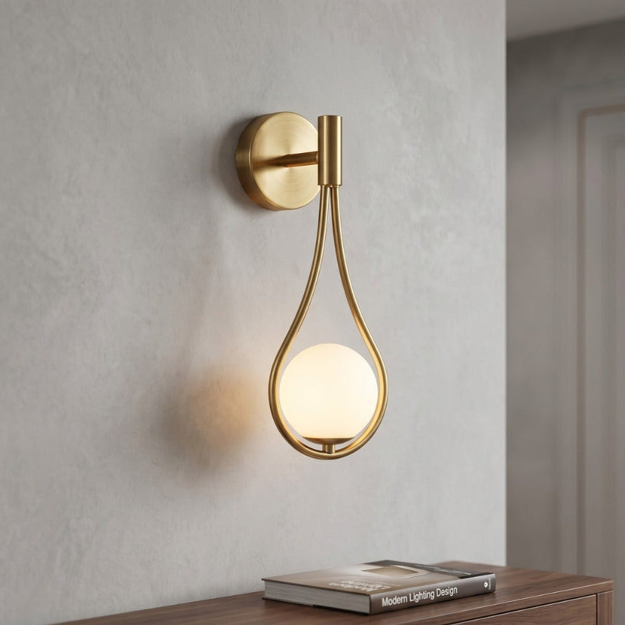 Nordic sconce in bedroom - soft frosted globe glow - Casa Norex