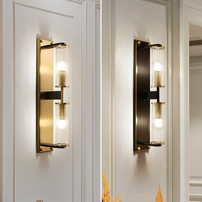 Textured glass column close-up - Tereza copper sconce by Casa Norex