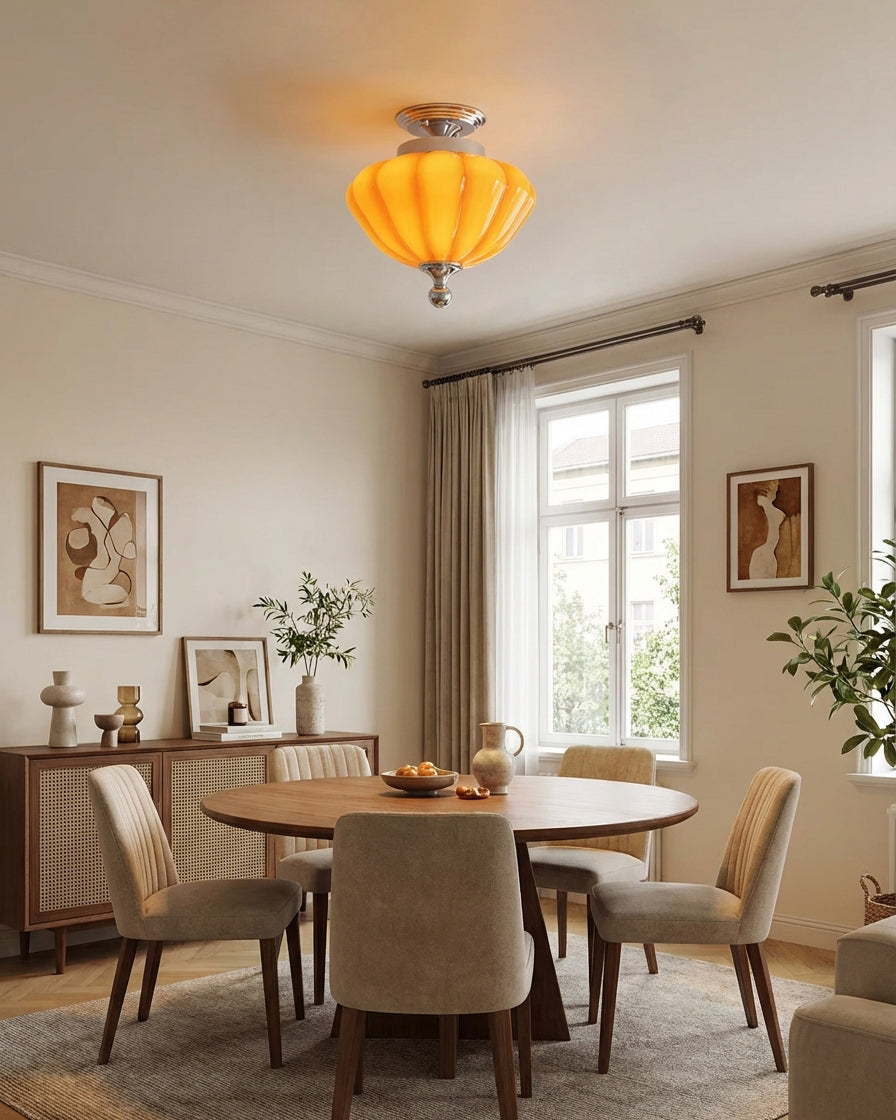 Corenza amber ceiling light overhead view - Casa Norex
