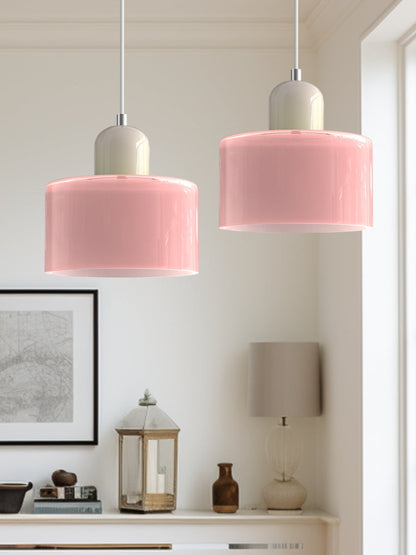 Verdoma Modern Cylinder Glass Design Pendant Light for Kitchens and Dining Rooms
