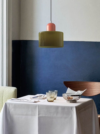 Verdoma Modern Cylinder Glass Design Pendant Light for Kitchens and Dining Rooms