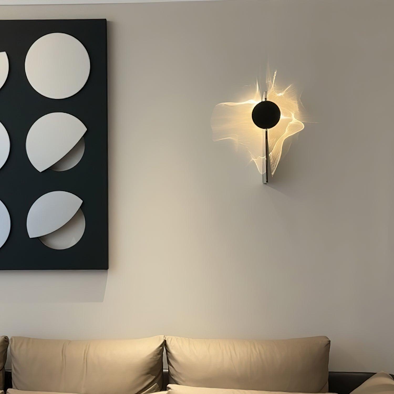 Sculptural chrome wall lamp detail view — Casa Norex