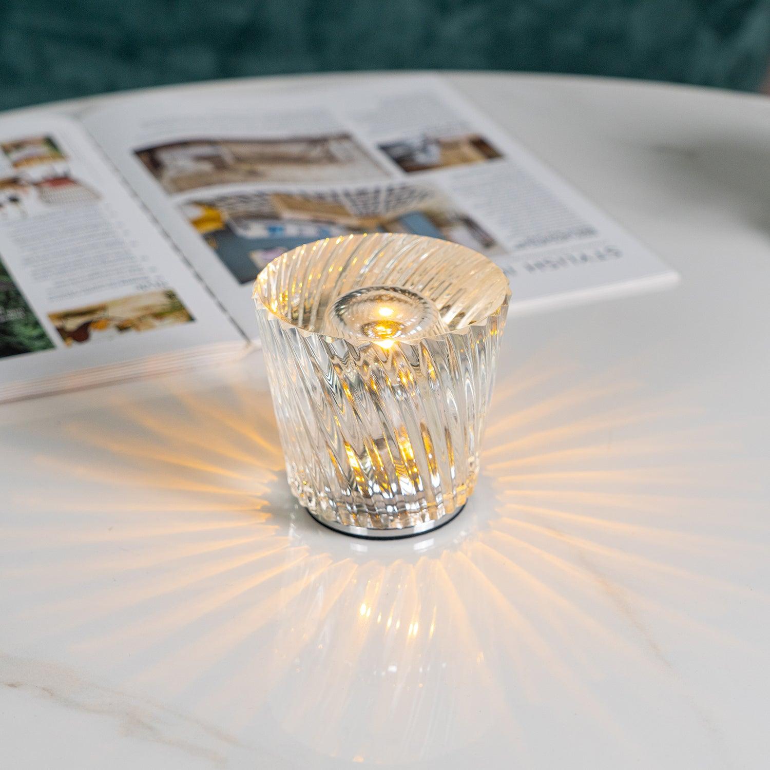 Crystal Diamond lamp angle view — cordless base | Casa Norex
