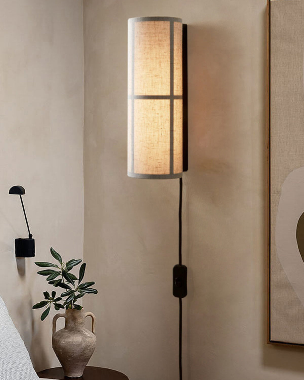 Cylinder Fabric lamp light diffused through weave - Casa Norex