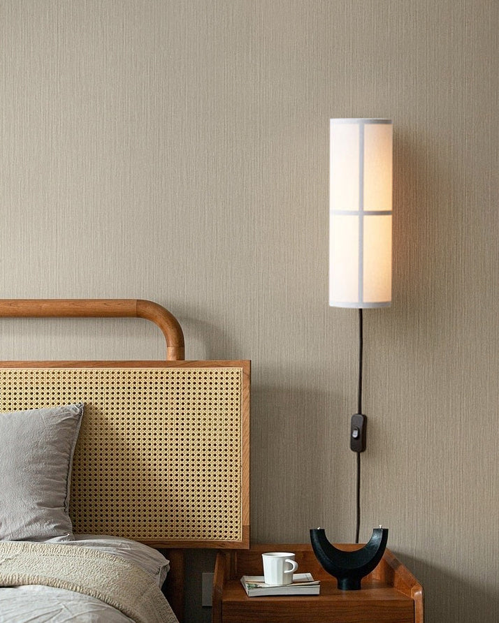 Cylinder Fabric wall lamp slim metal frame detail - Casa Norex