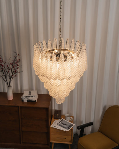 Murano White Glass Dewdrop Chandelier