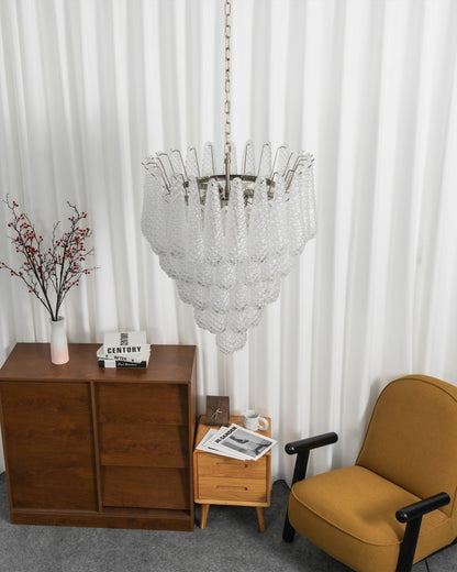 Murano White Glass Dewdrop Chandelier