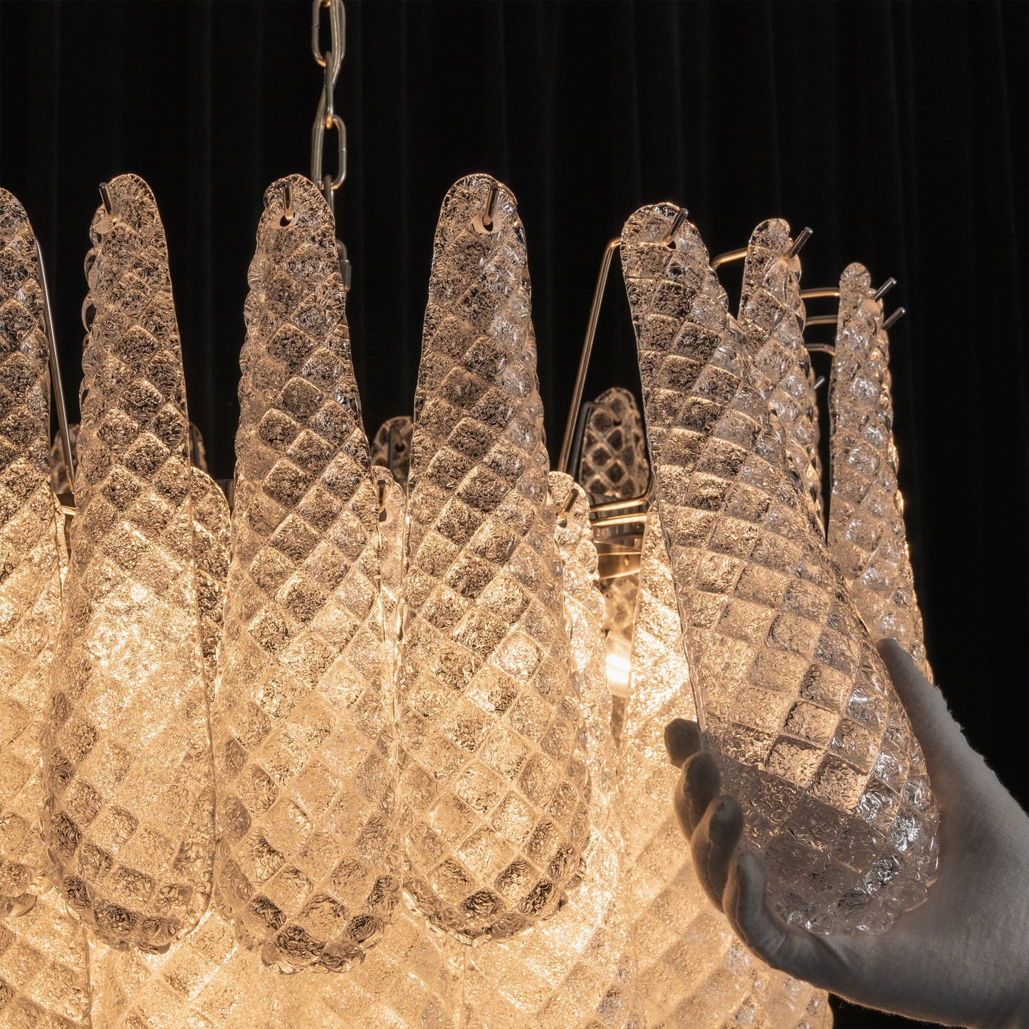 Murano White Glass Dewdrop Chandelier