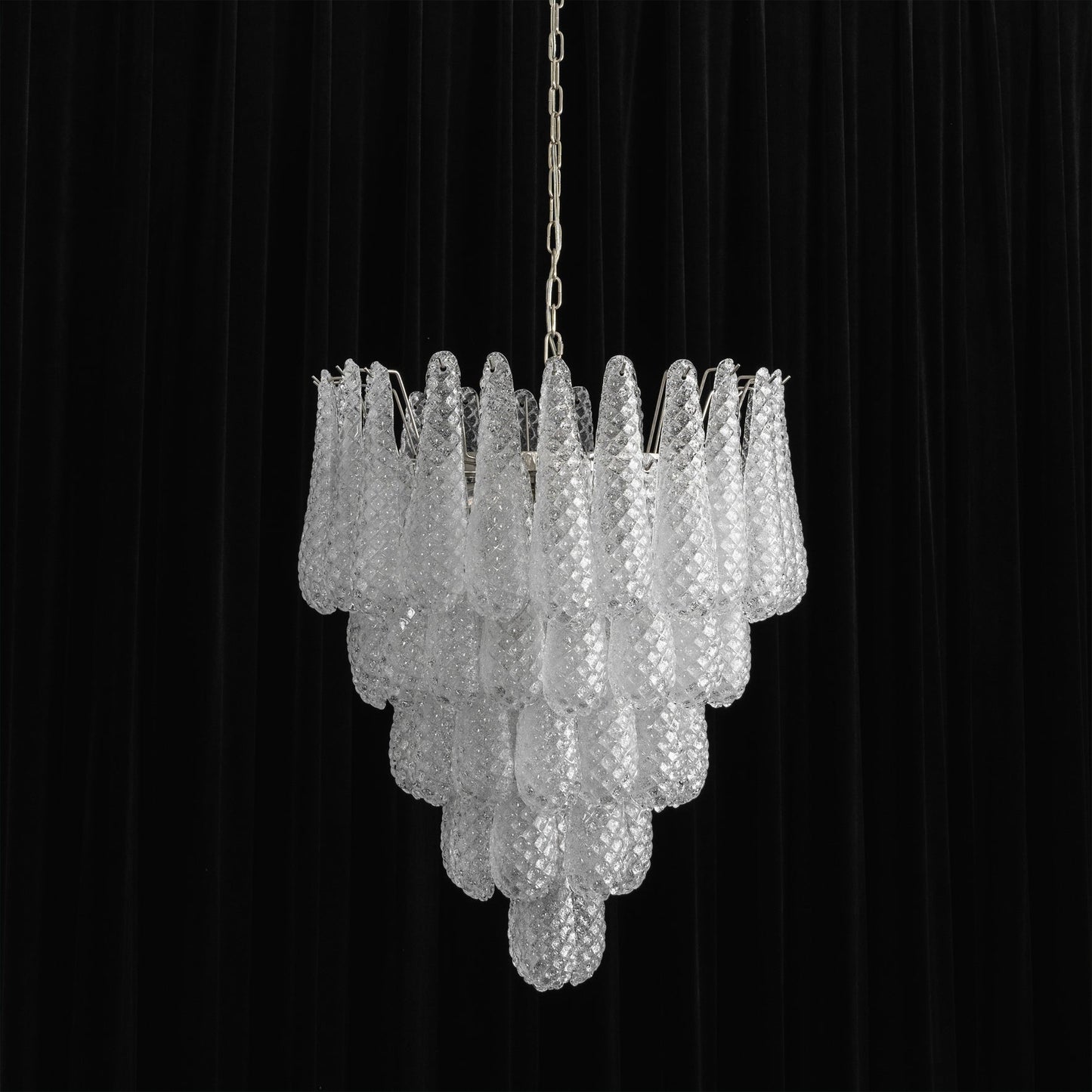 Murano White Glass Dewdrop Chandelier