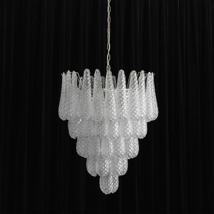 Murano White Glass Dewdrop Chandelier