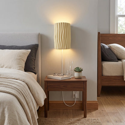 Vertical wave pleats close-up - Waverly resin sconce by Casa Norex