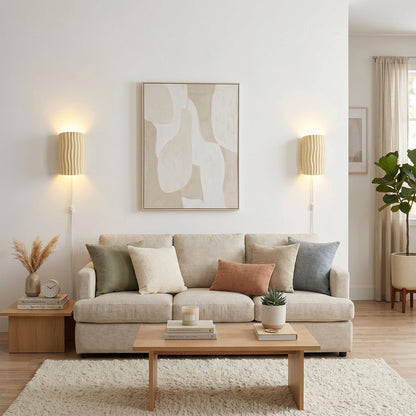 Waverly sconce lit warm translucent beige glow - Casa Norex