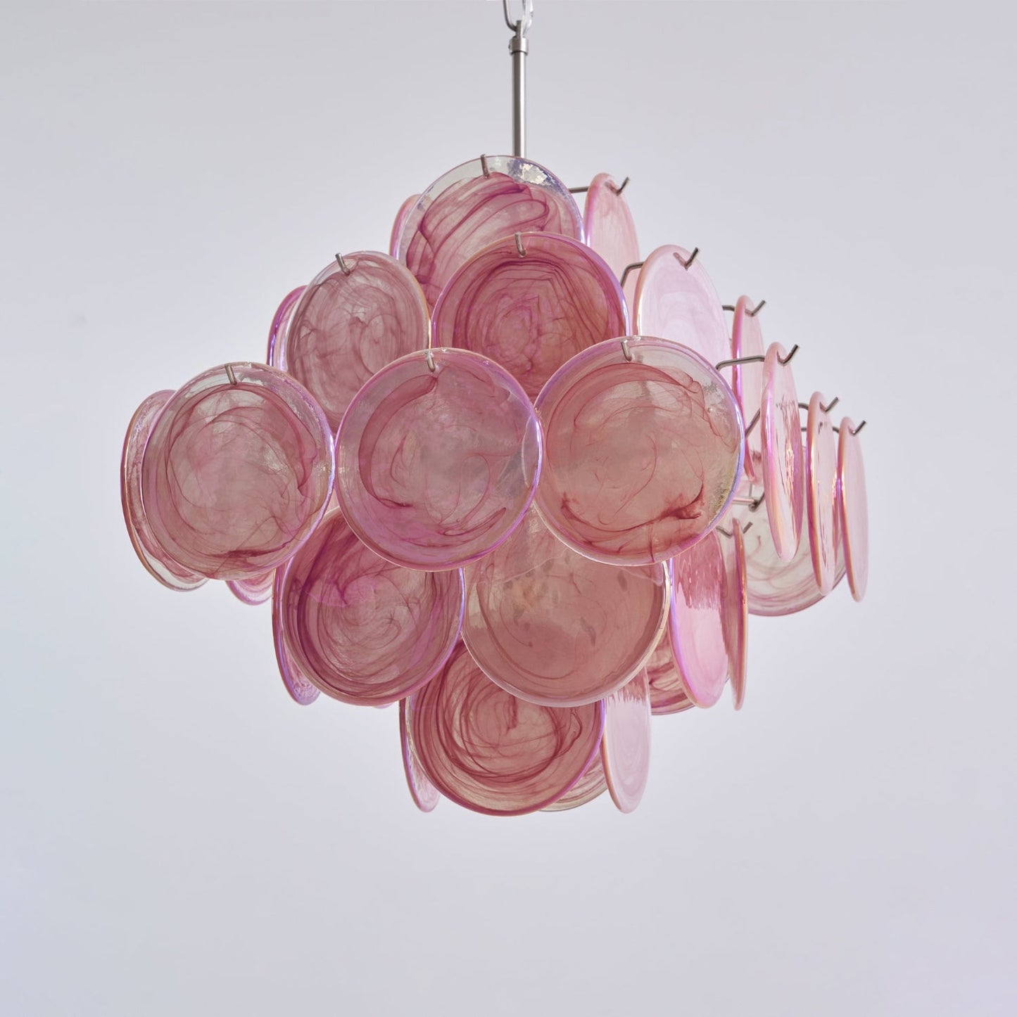 Ellie Pink Disc Murano Chandelier
