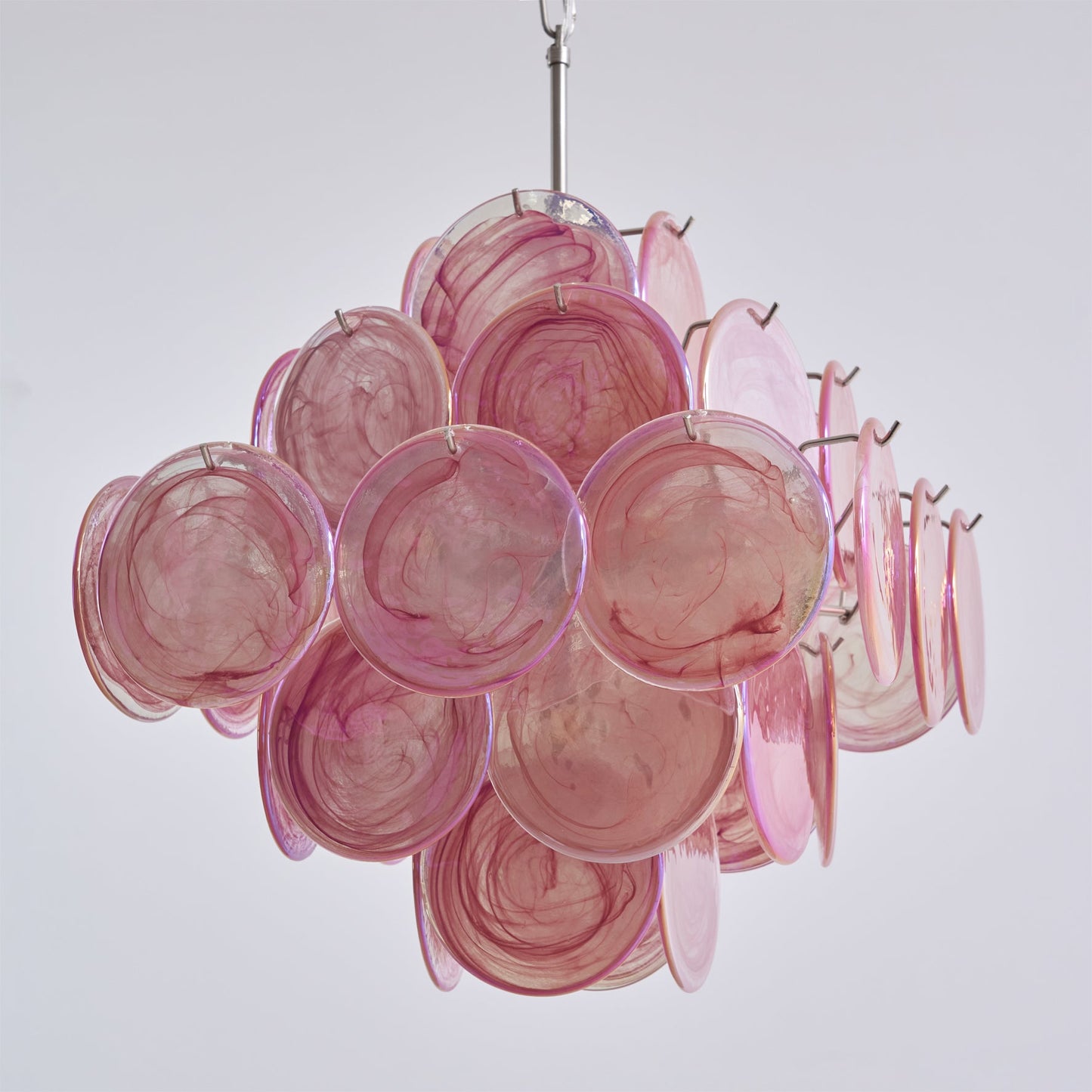 Ellie Pink Disc Murano Chandelier